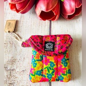 Natural Life Colorful Floral Boho Logo Quilted Ear Bud Case NWT